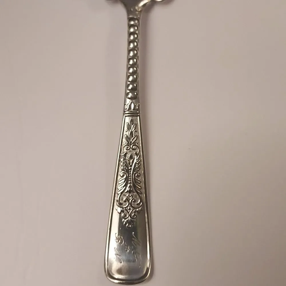 Rogers and Hamilton Antique Silver plate Sugar Spoon Scalloped Edge 6 inch